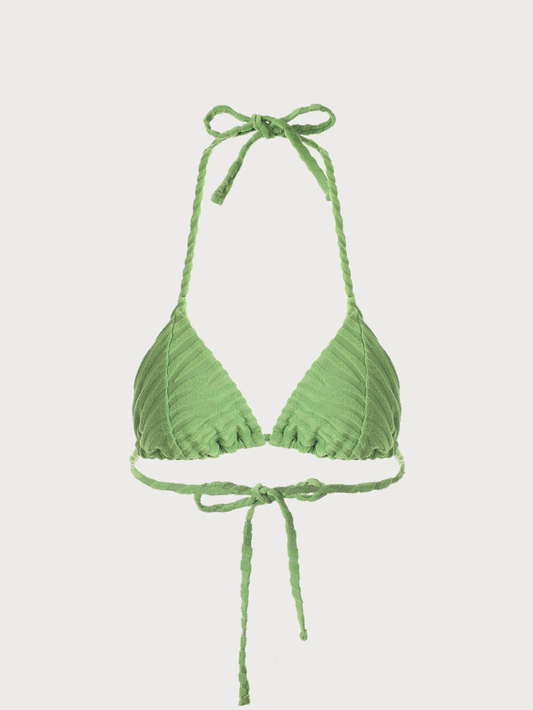 The Textured Halter Triangle Bikini Top Sustainable Bikinis - BERLOOK